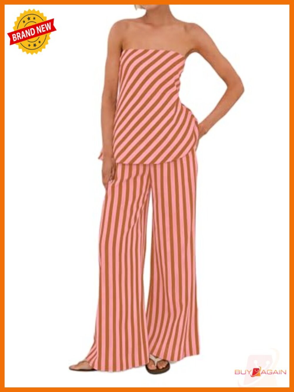Polka Dot Strapless Tube Top & Wide Leg Pants Lounge Set